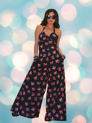"MacArthur Park" One of a kind Palazzo Halter Jumpsuit