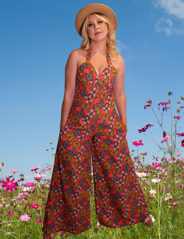 Summer Flowers One of a kind Palazzo halter jumpsuit - Forgotten