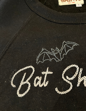 "Batty" Hand Chainstitched Crewneck sweatshirt