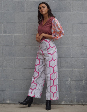 "Astoria" High Waisted one of a kind Pants with a side zip
