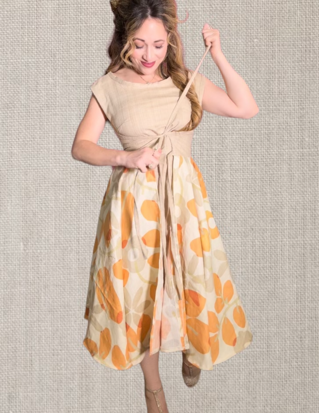 "Marigold" Tea Time wrap dress with removable collar