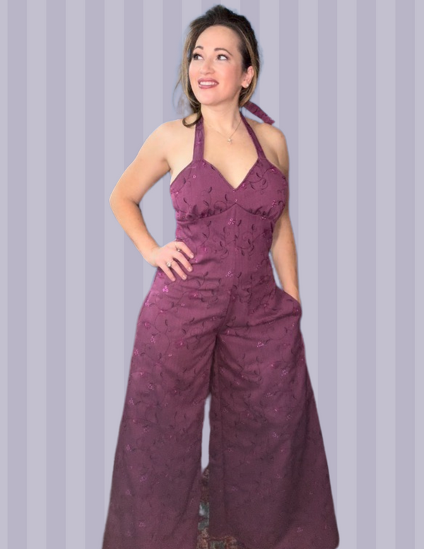 "7 Day Weekend" One of a kind Palazzo halter jumpsuit