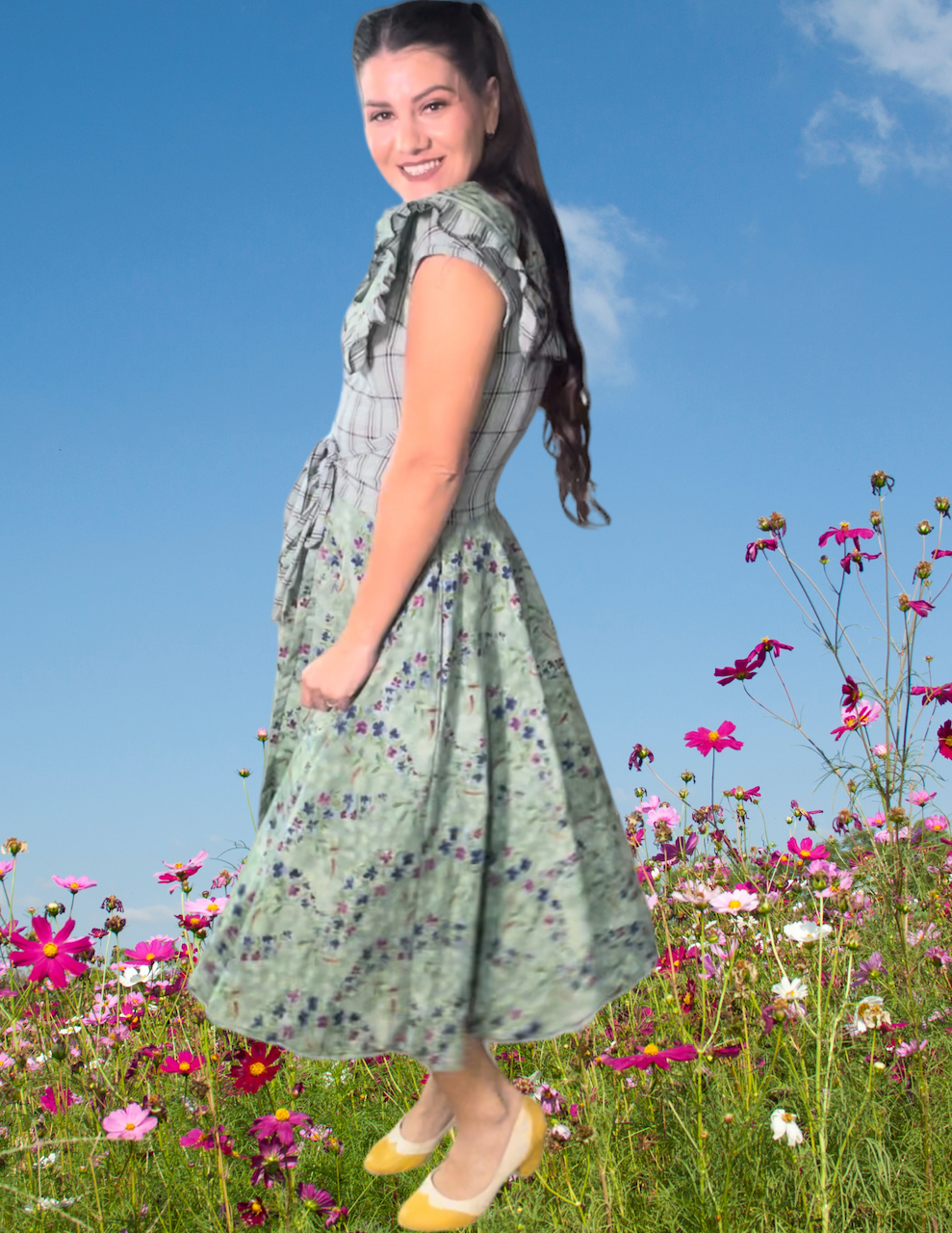 "Rosemary" Tea Time Dress with matching removable collar