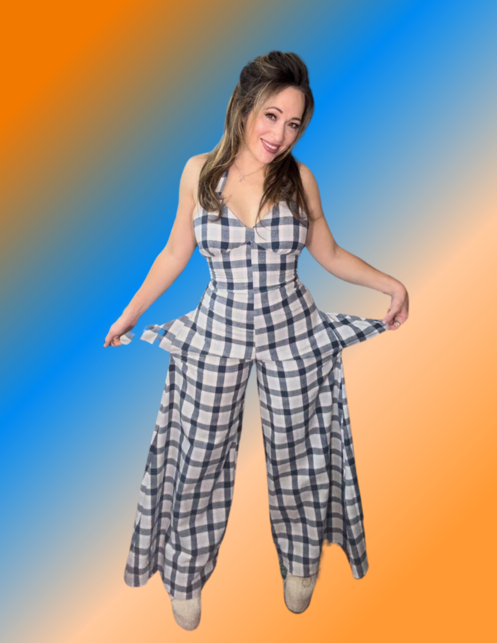 "Picnic in the Park" one of a kind Palazzo Jumpsuit