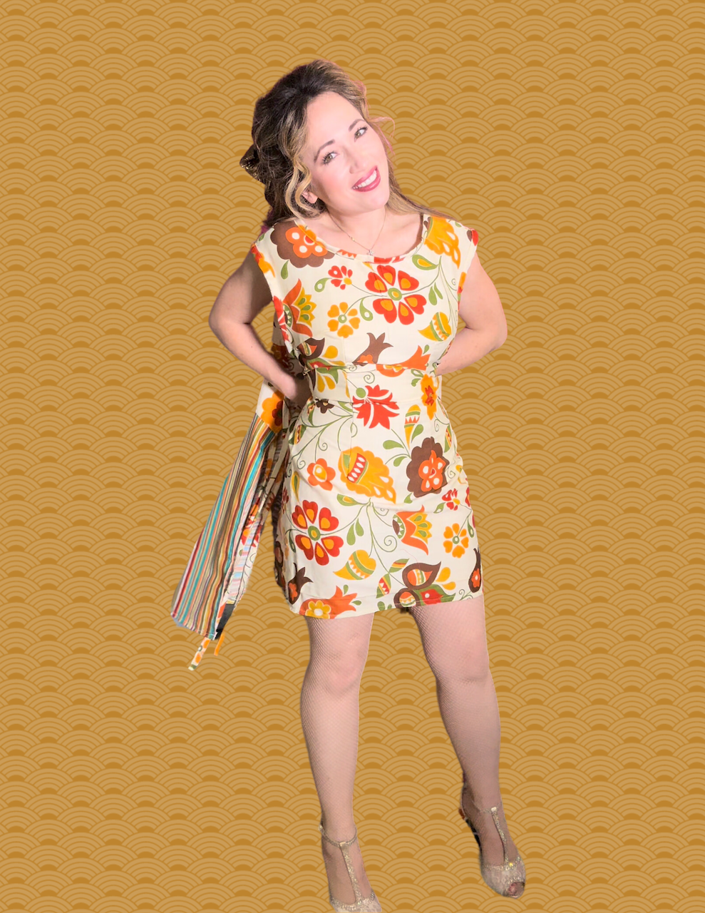 "Sunny Side" knee length tea time wrap dress