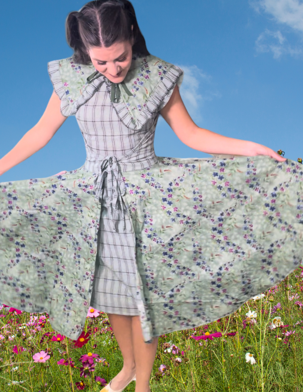 "Rosemary" Tea Time Dress with matching removable collar