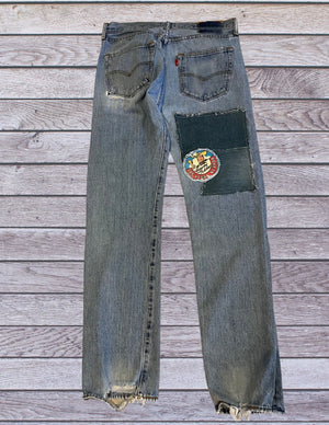 "Homer" Vintage patched, reworked 501 Levis