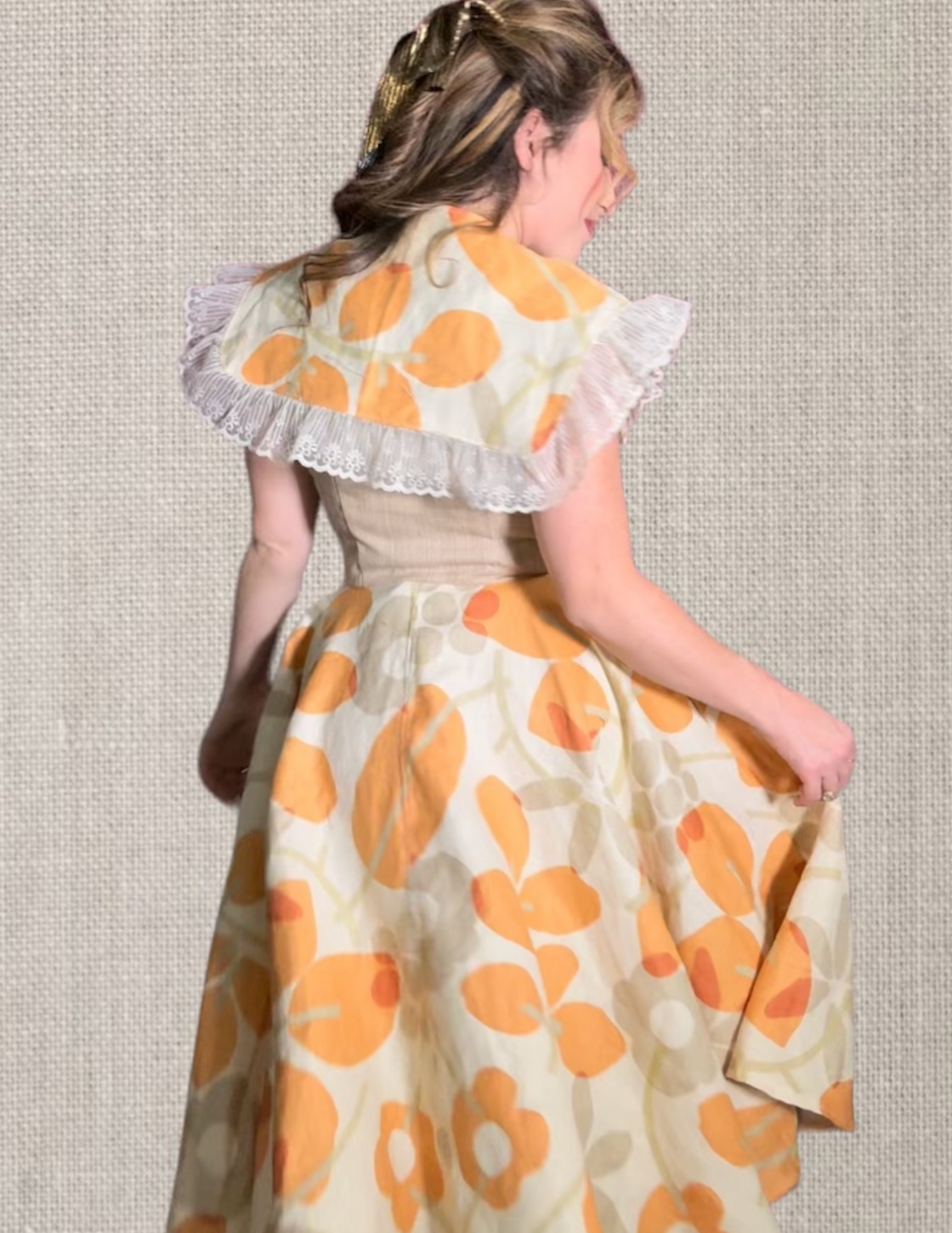 "Marigold" Tea Time wrap dress with removable collar