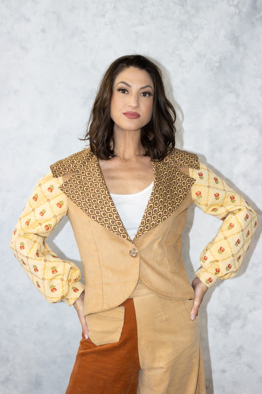 "Bohemian Vibes" Fitted Puff sleeved jacket- one of a kind