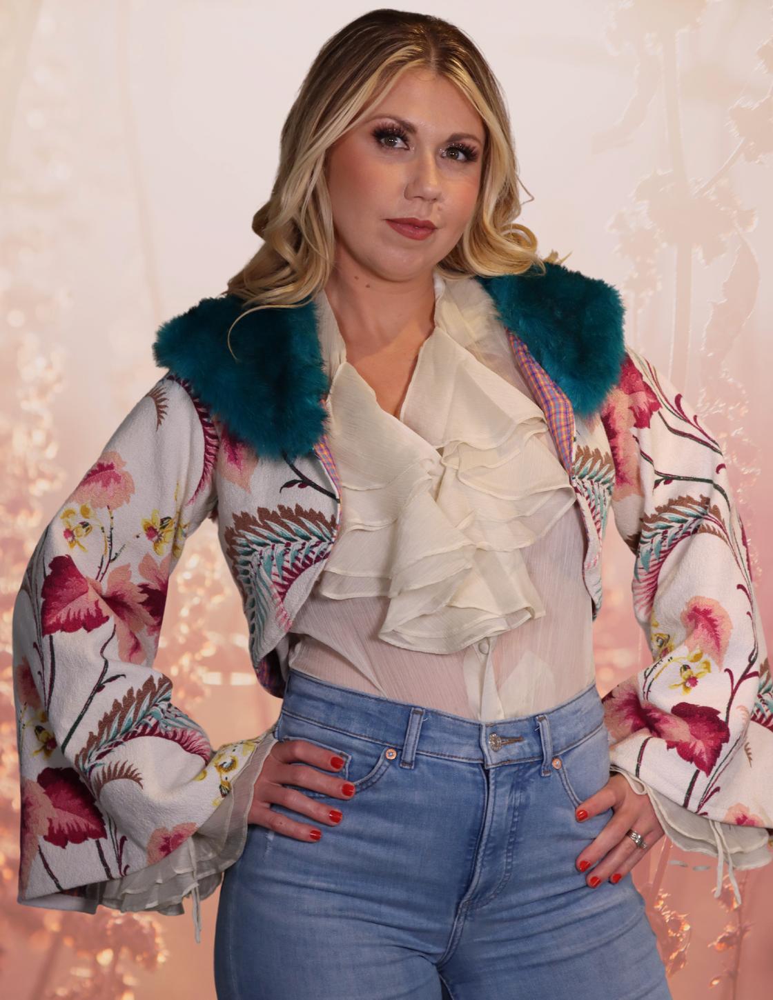 "Pearl" Bolero jacket with faux fur trim