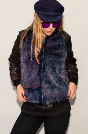 Forgotten Saints LA "Venus in Furs" Purple/Blue Faux Fur Bomber Jacket