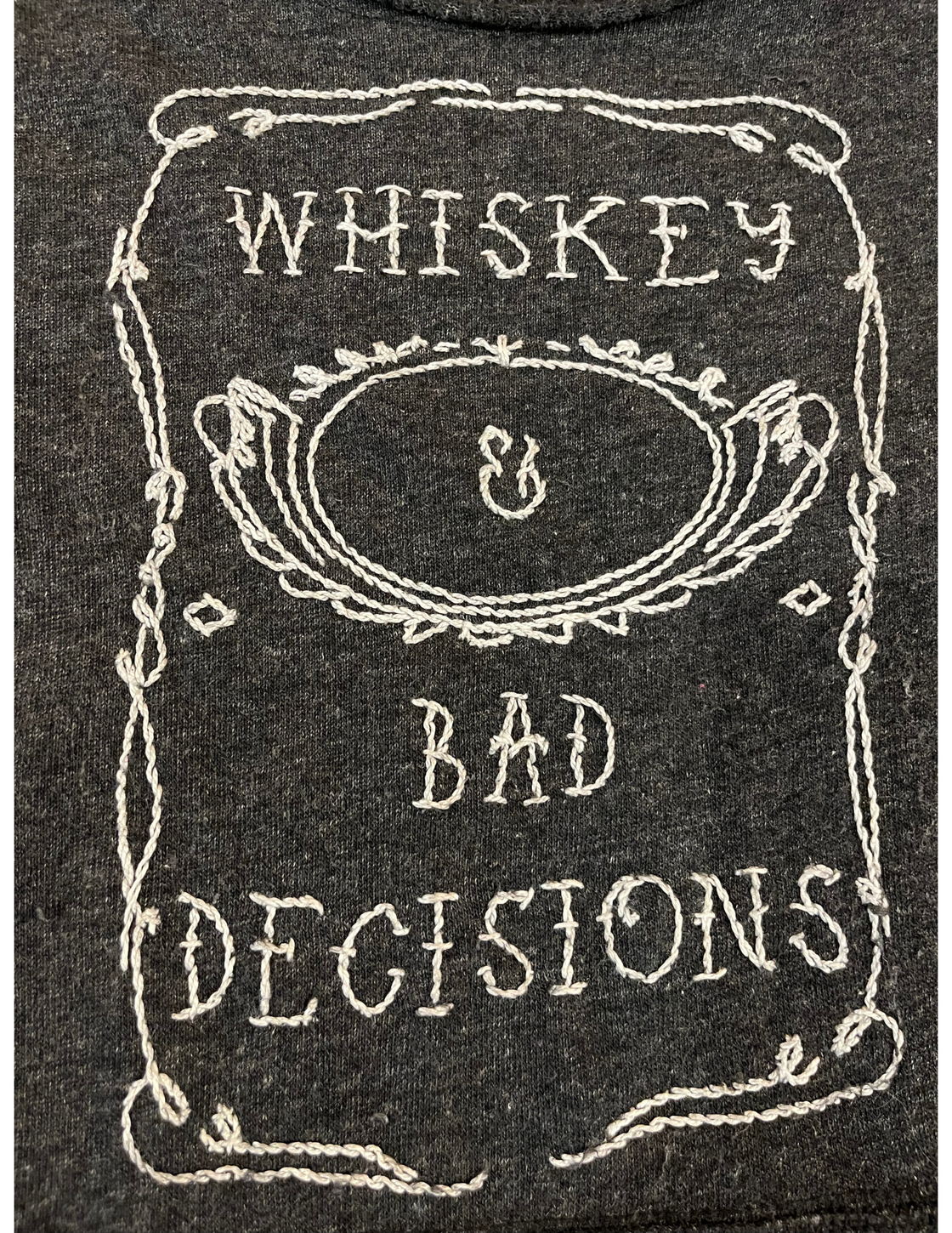 Whiskey & Bad Decisions off the shoulder sweatshirt