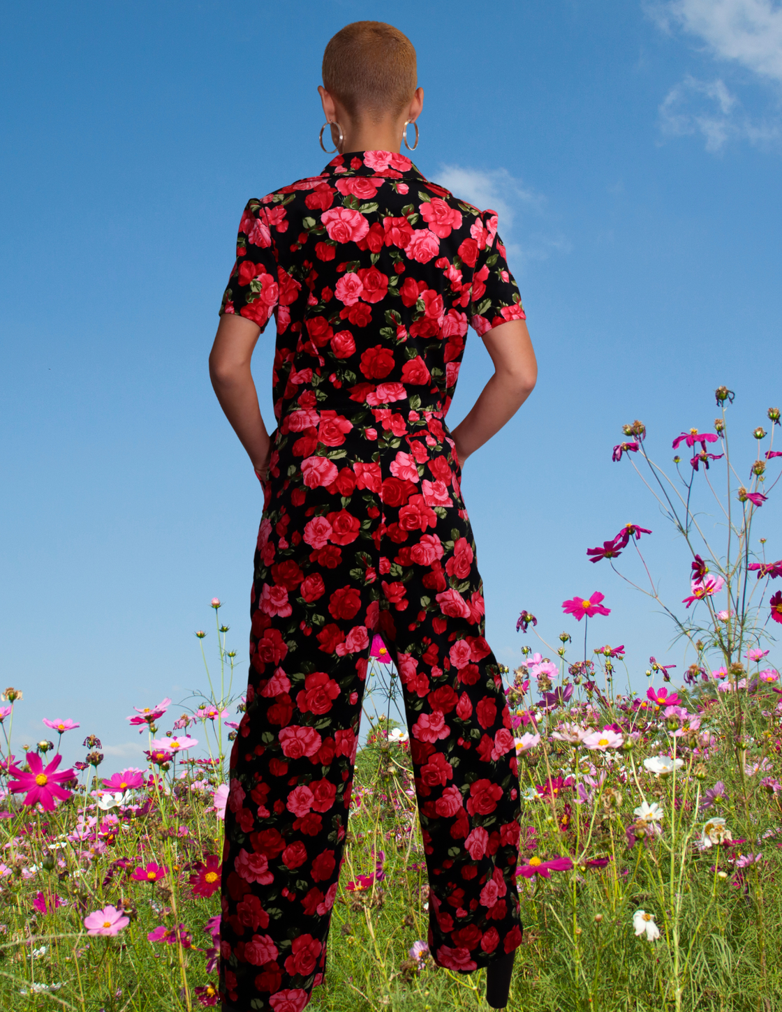 "Roses" Velvet Coverall