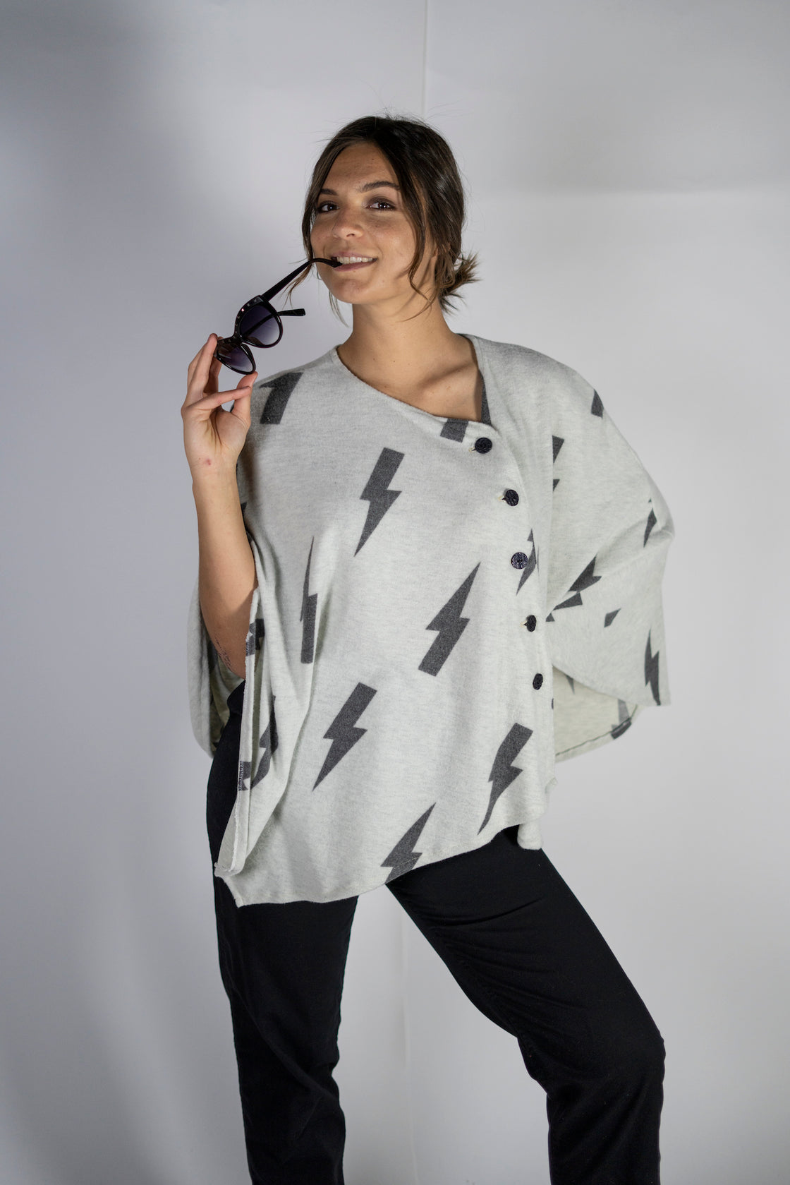 "Thunderbolt" Knit Asymmetrical Poncho