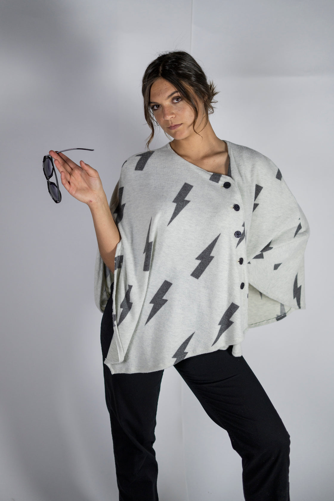 "Thunderbolt" Knit Asymmetrical Poncho