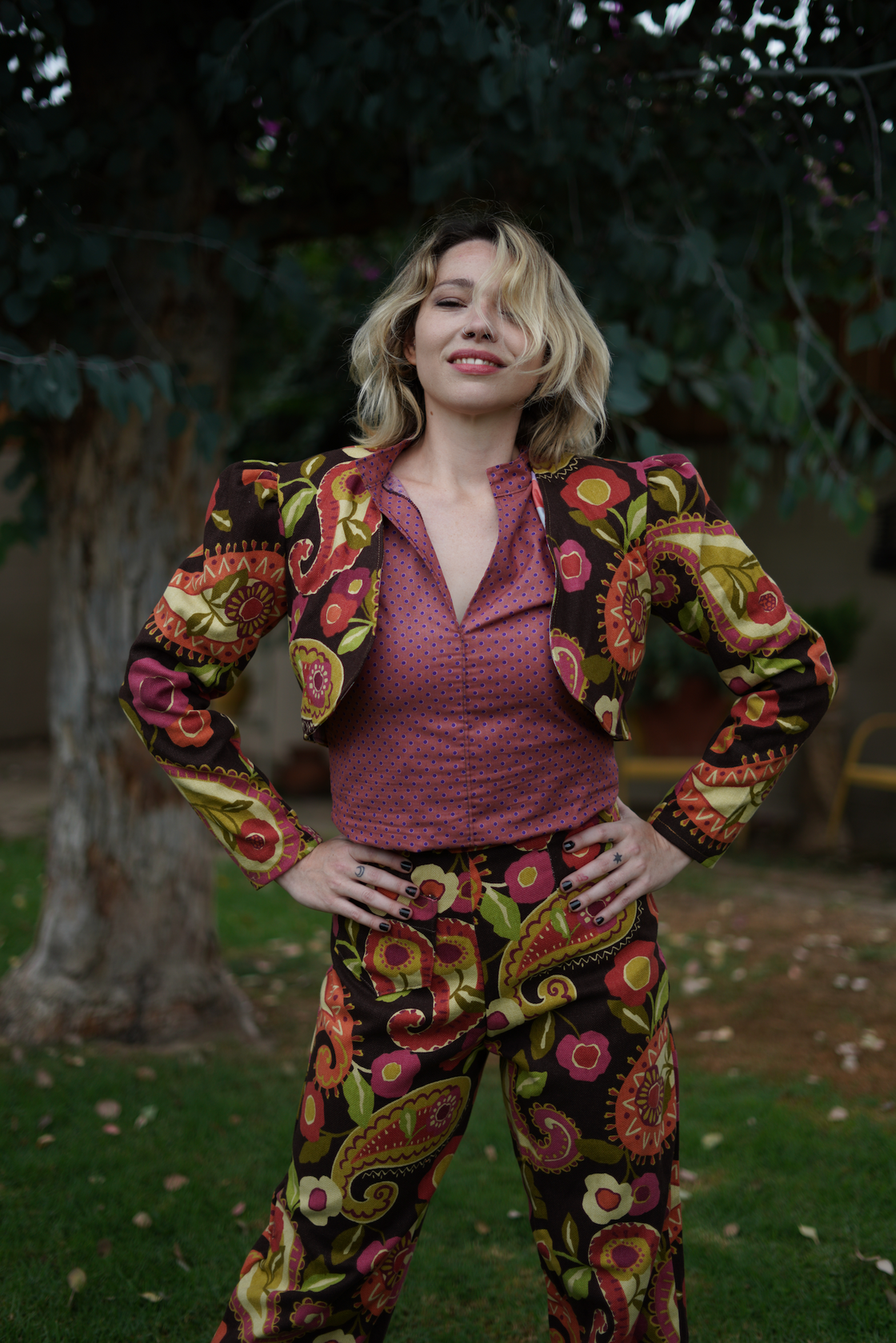 "White Rabbit"  High waisted paisley pants with matching Bolero Jacket