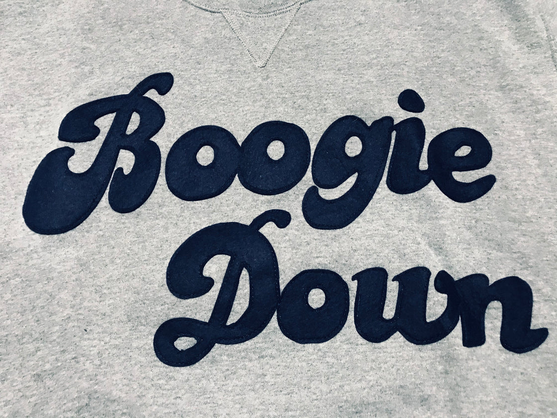 "Boogie Down" Sweatshirt with felt lettering