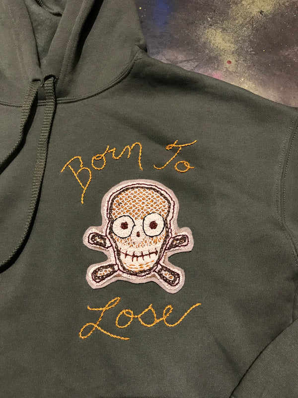"Born to Lose" Cropped Hoody with hand embroidery