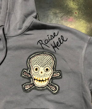 "Raise Hell" Cropped Hoody with hand embroidery