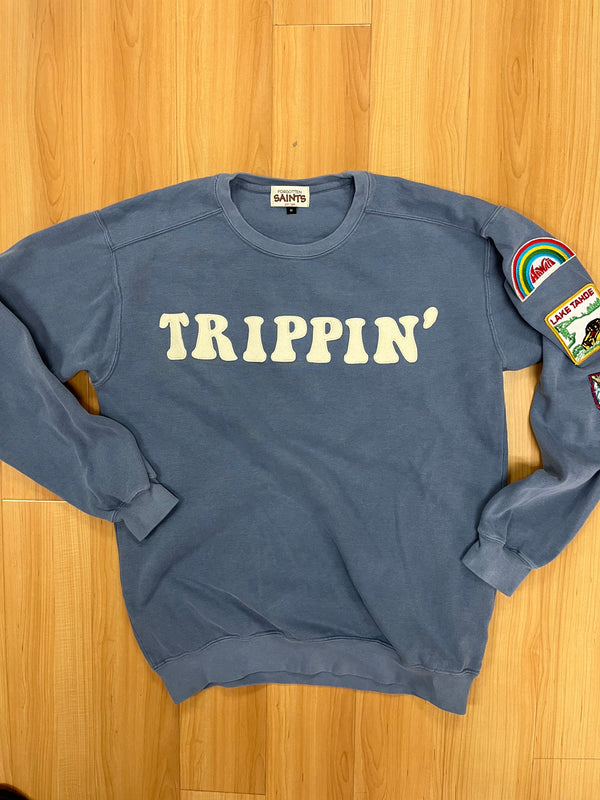 Trippin' Sweatshirt with Felt Lettering