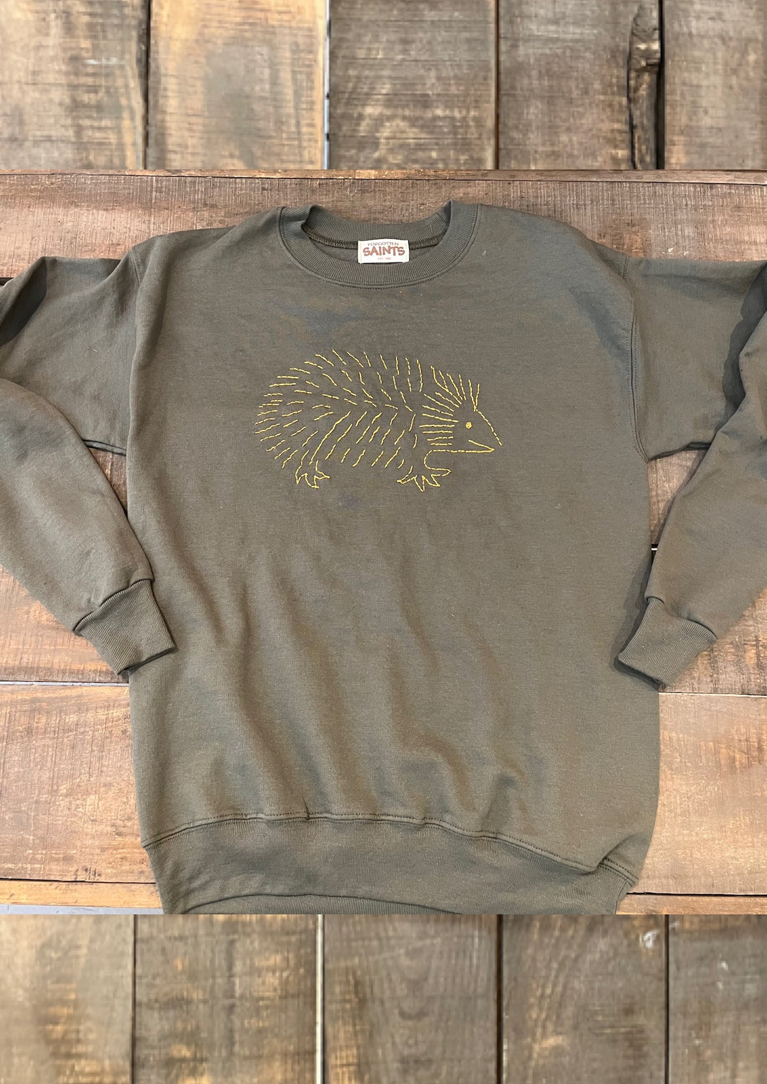 "Hedgehog" Hand embroidered Crewneck Sweatshirt