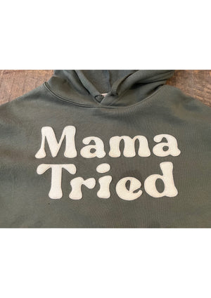 "Mama Tried" Cropped Hoody with Felt lettering