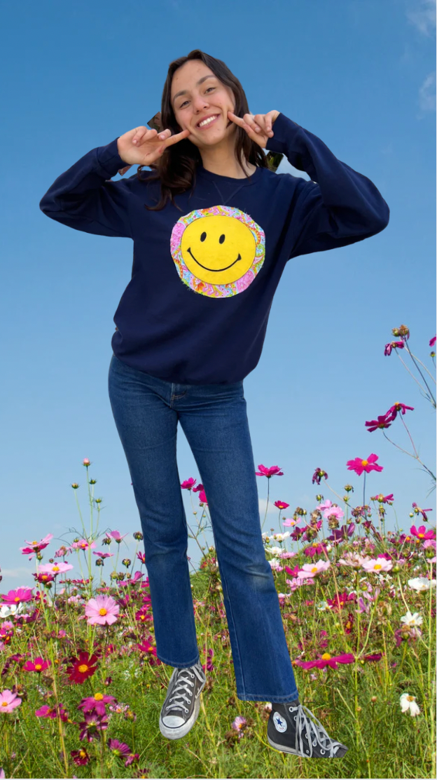 Smiley face crewneck sale