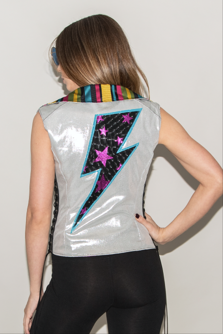 FSLA "Moonage Daydream" Silver One of a Kind Moto Vest