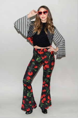 "Rose Trippin" High Waisted Flared Bellbottoms