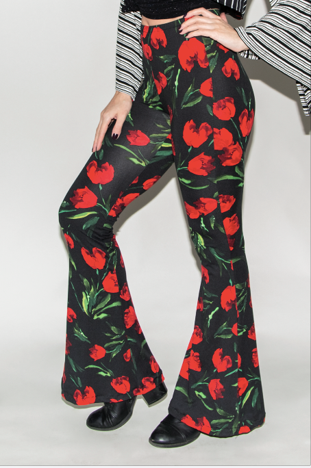 "Rose Trippin" High Waisted Flared Bellbottoms