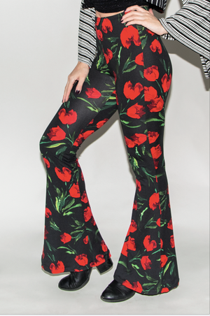 "Rose Trippin" High Waisted Flared Bellbottoms