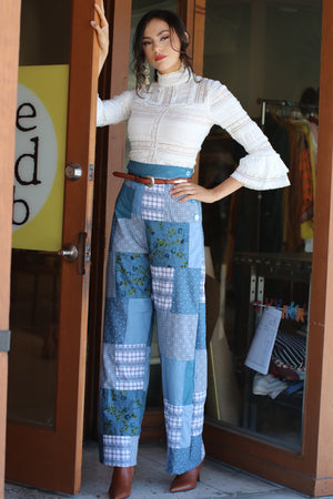 "Blueberry Babes" Patchworked High Waisted Pants