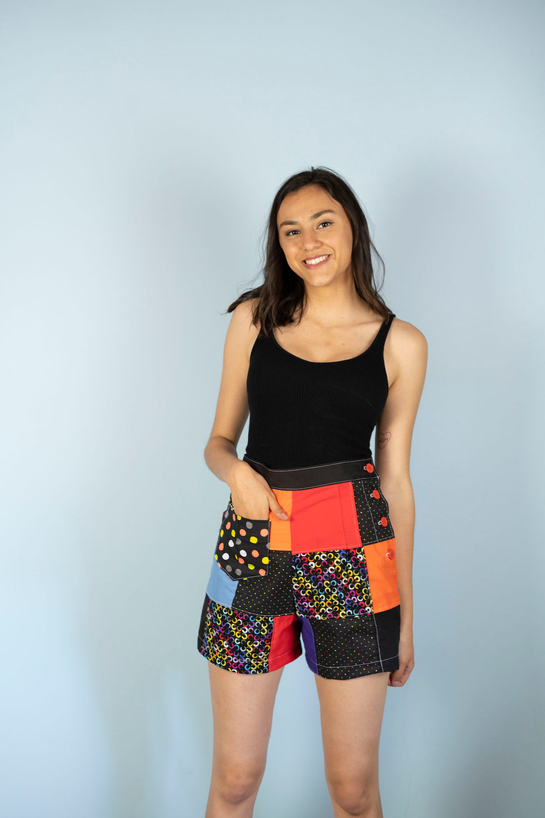 Forgotten Saints LA "Pump it Up" High Waisted Patchwork Shorts