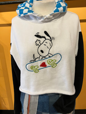 "Snoopy" Hand Embroidered Crop Hoody